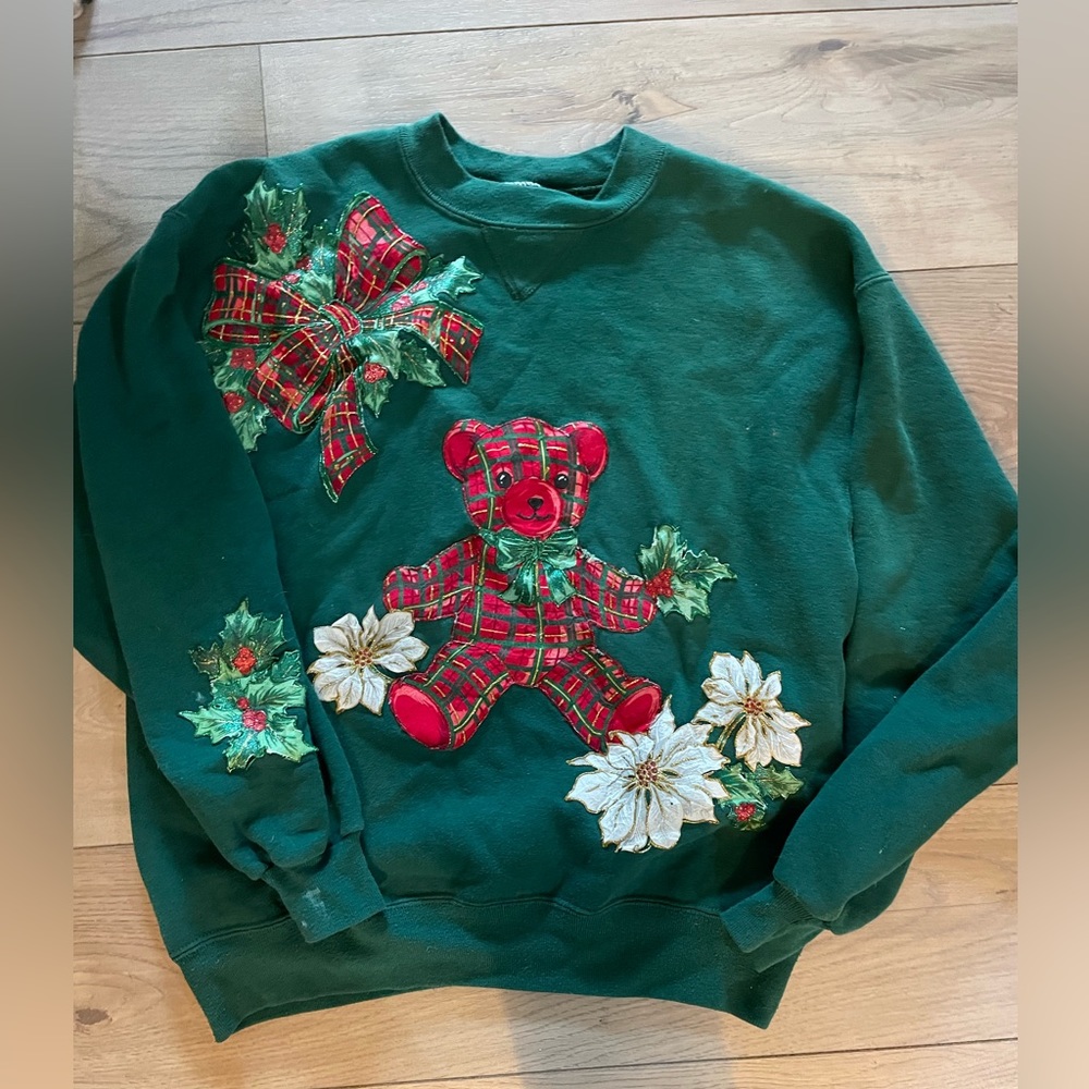 Womens ugly holiday sweatshirt vintage russell athletic large